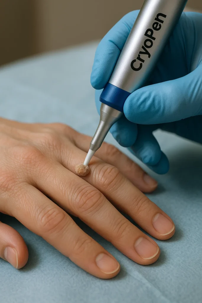 example of cryopen wart removal Lower Morden treatment on a persons finger