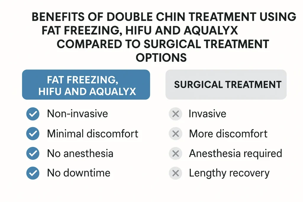 Graphic about the benefits of double chin treatment Lower Morden - from LA LIPO